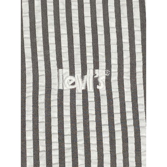 Levi's Mens M White Gray Striped Half Zip Pullover Long Sleeve Jacket - Picture 4 of 10